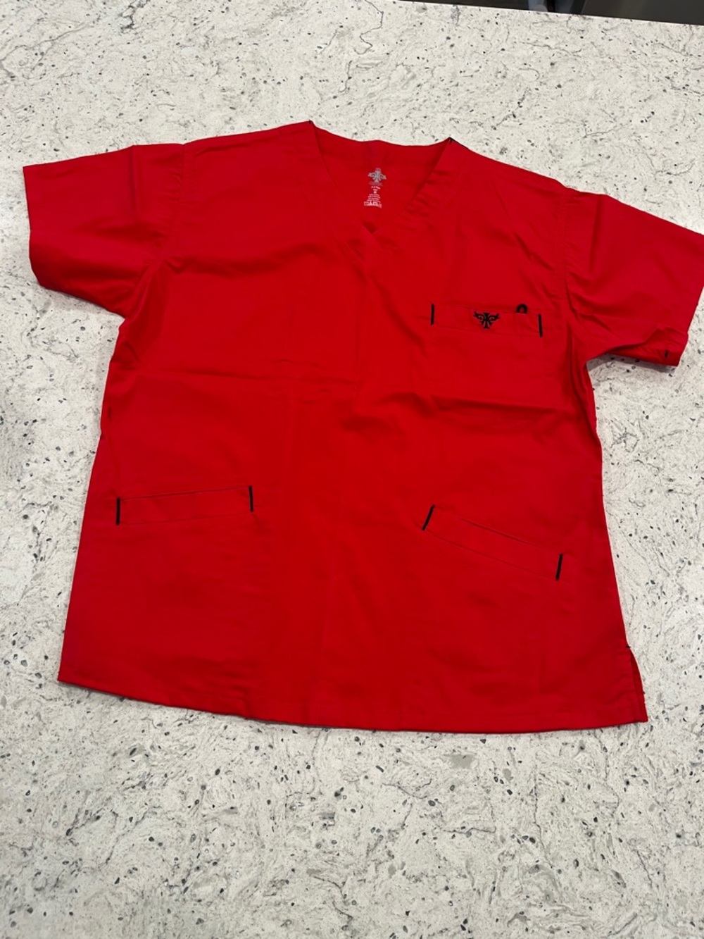 Med Couture Women’s Red Medical Scrub Top -  V-Neck